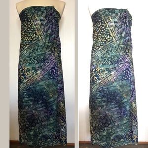 Batik rayon fringed end sarong wrap scarf